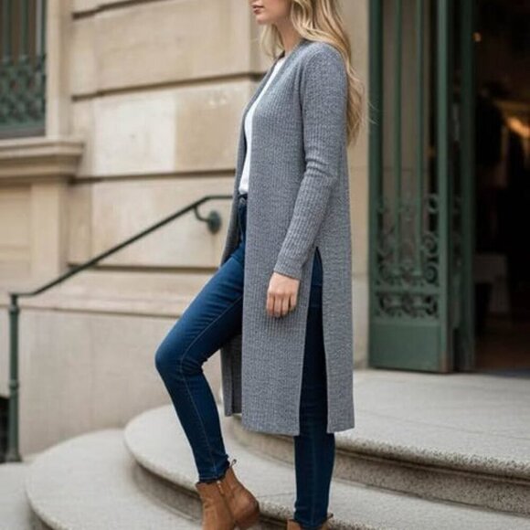 Ambiance Sweaters - MULTI GREY LONG SWEATER